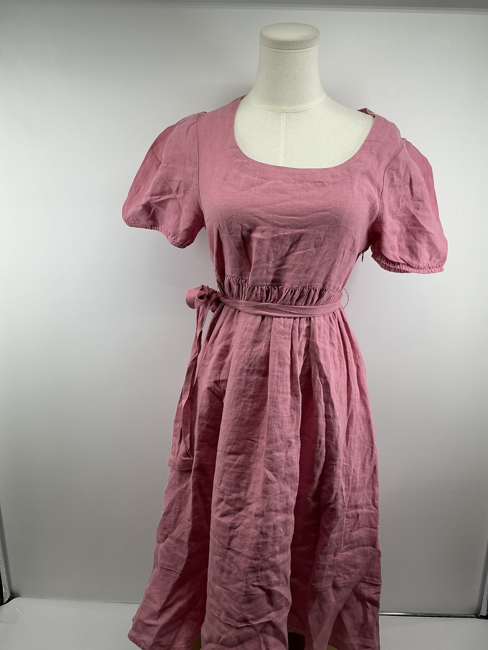 100% European Linen Maternity Short Sleeve Midi Dress